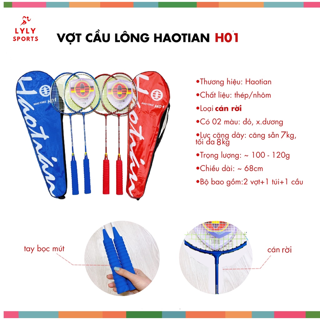 Cặp 2Vợt Cầu Lông Giá Rẻ tặng kèm cầu và túi đựng chống sốc,Vợt Cầu Lông cho học sinh, người mới tập chơi