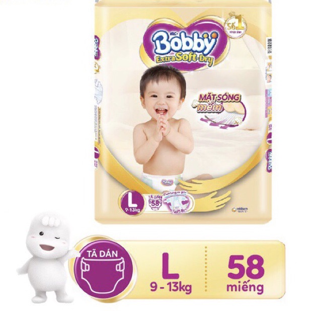 Tã dán/quần cao cấp Bobby extra siêu đại : S74/70-M64-L58/56-XL52/50- XXL46