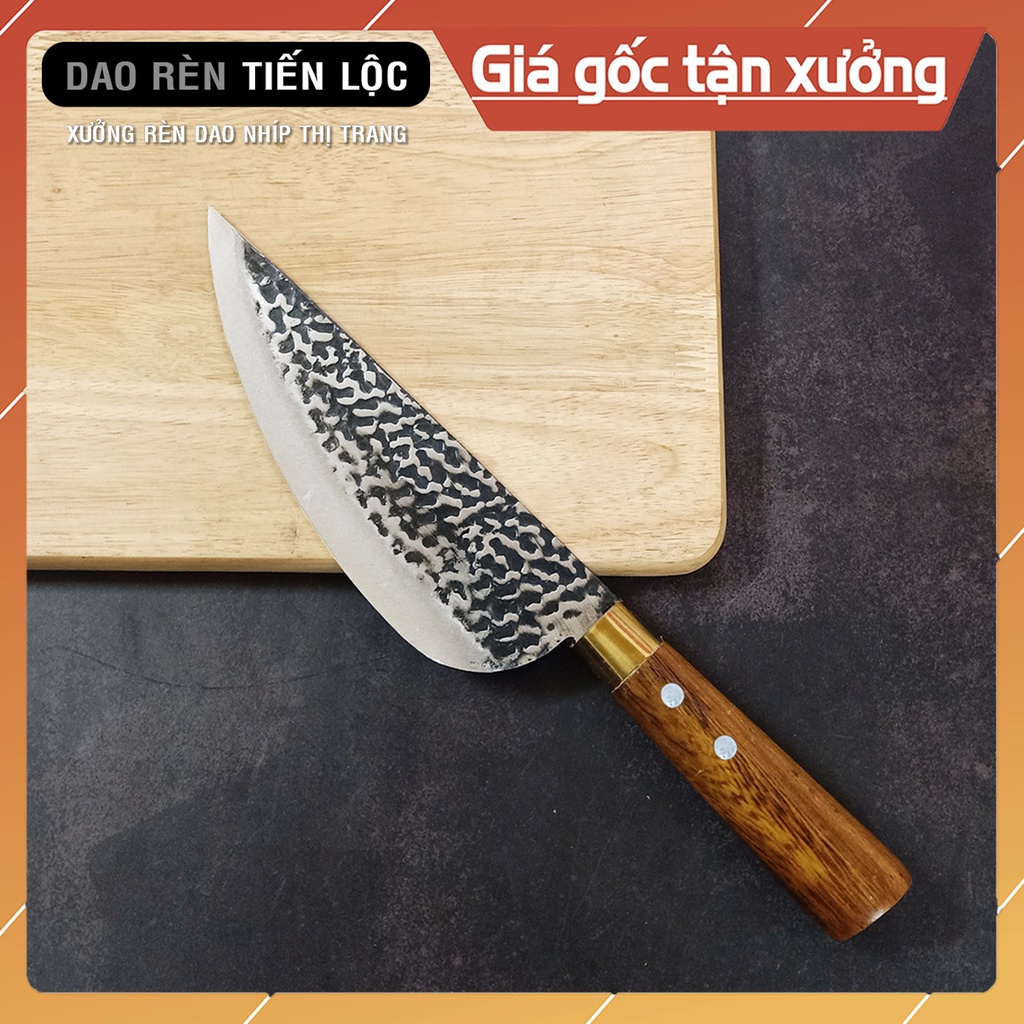 Dao Bầu Thép Nhíp Ô Tô Dập Vân 2 Mặt - Cán Gỗ Cẩm Chỉ Cao Cấp