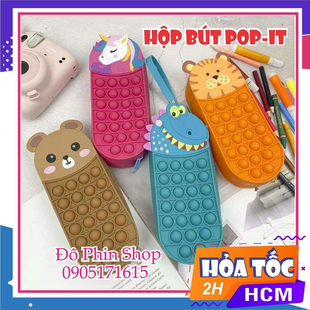 Hộp bút pop it silicon nhiều hình ngộ nghĩnh đồ chơi bấm nút bong bóng giúp giải trí giảm căng thẳng