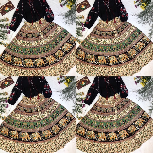 Chân váy boho hoạ tiết Ấn. | BigBuy360 - bigbuy360.vn