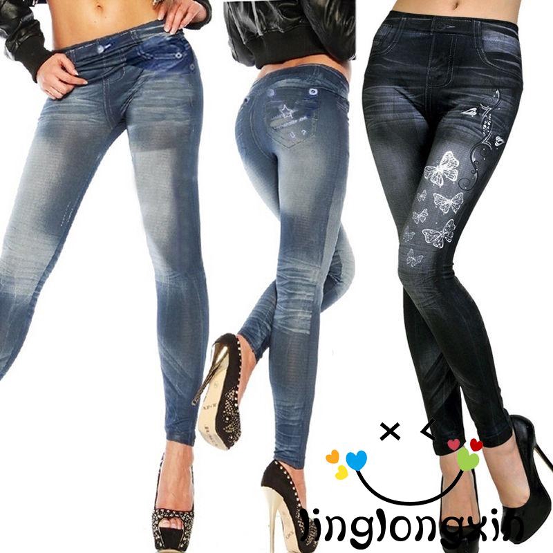 Quần legging form ôm giả jean hợp thời trang trẻ trung cho nữ