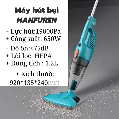 Máy hút bụi có dây đa năng đời mới 2in1 Hanfuren  hút bụi sàn nhà sofa kẽ cửa - Bảo Hành 12 Tháng
