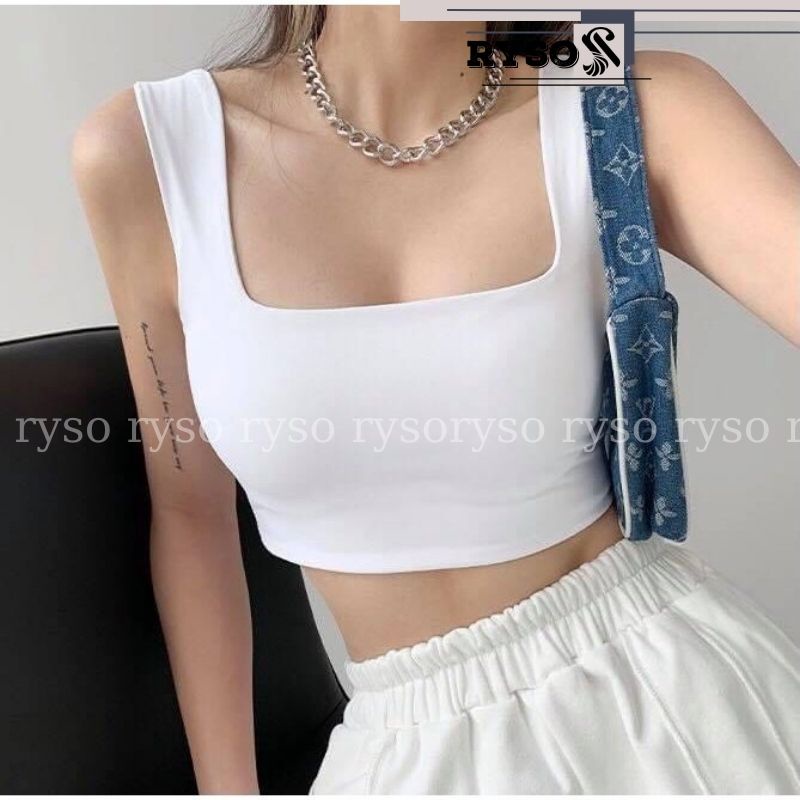 Áo Croptop Dây Bảng To Áo 3 Lỗ Ngược Thun Gân Dày Dặn Năng Động Basic Dễ Phối Đồ