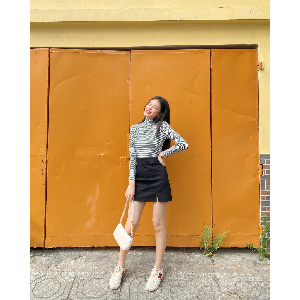 GingerBear - Áo Cổ Lọ Tay Dài - Wafer Long Sleeves Top ( Có Ảnh Chụp Tại Cửa Hàng )