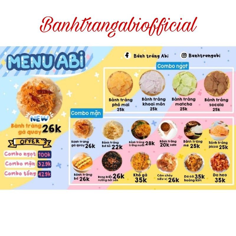 Menu Bánh Tráng Abi ❤Freeship❤Bánh Tráng Chính Hãng Hot Hit - Abi Snack