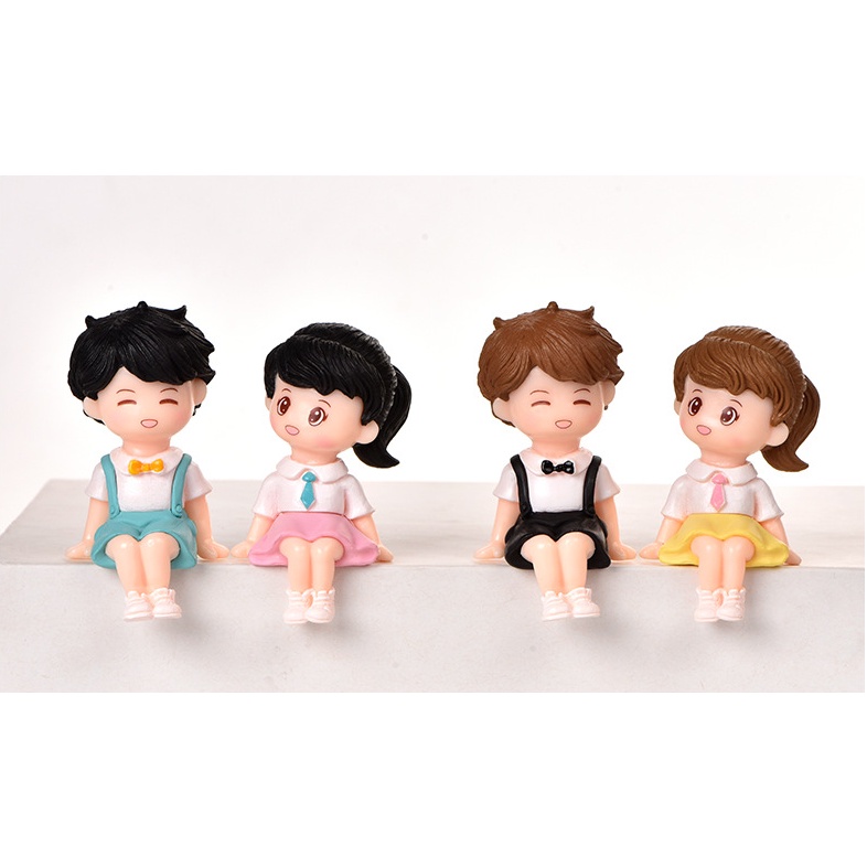 Mô hình đôi bạn ngồi nói chuyện bên nhau - trang trí tiểu cảnh, móc khóa, DIY