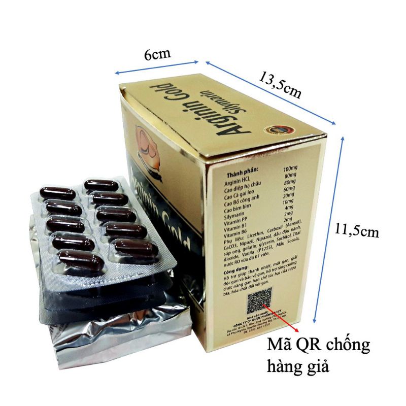 Viên uống ARGININ GOLD SILYMARIN ⚡ CAM KẾT CHÍNH HÃNG ⚡ Viên uống hỗ trợ thải độc gan, thanh nhiệt
