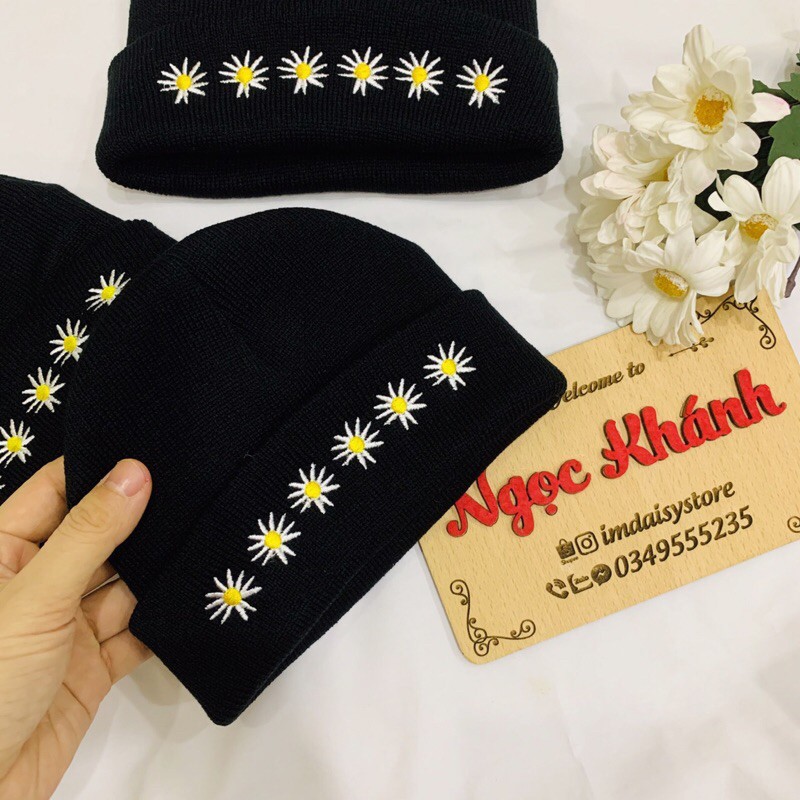 Mũ len thêu hoa cúc Gdragon GD (ảnh thật kèm video)