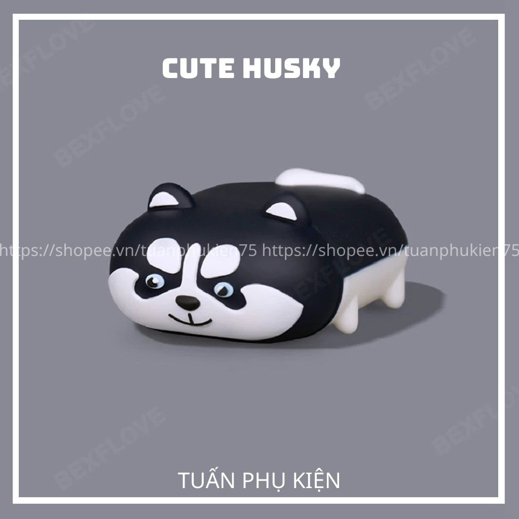 Airpods Case ⚡Freeship ⚡ CUTE HUSKY Case Tai Nghe Không Dây Airpods 1/ 2/ i12/ Pro- Tuấn Case