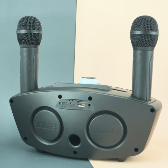 Loa karaoke Bluetooth SD 306, Loa bluetooth không dây - kèm 2 micro hát karaoke bluetooth bass cực chuẩn