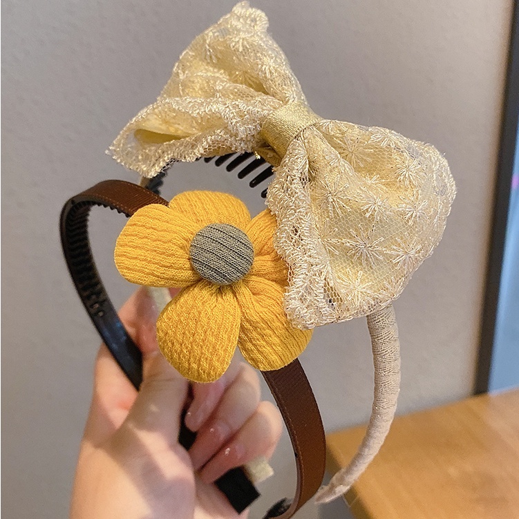 Băng Đô Thiết Kế Đính Hoa Đơn Giản Phong Cách Hàn Quốc Xinh Xắn