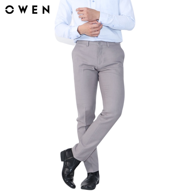 Quần tây nam Owen Nano Slim Fit Be melange - QS23490