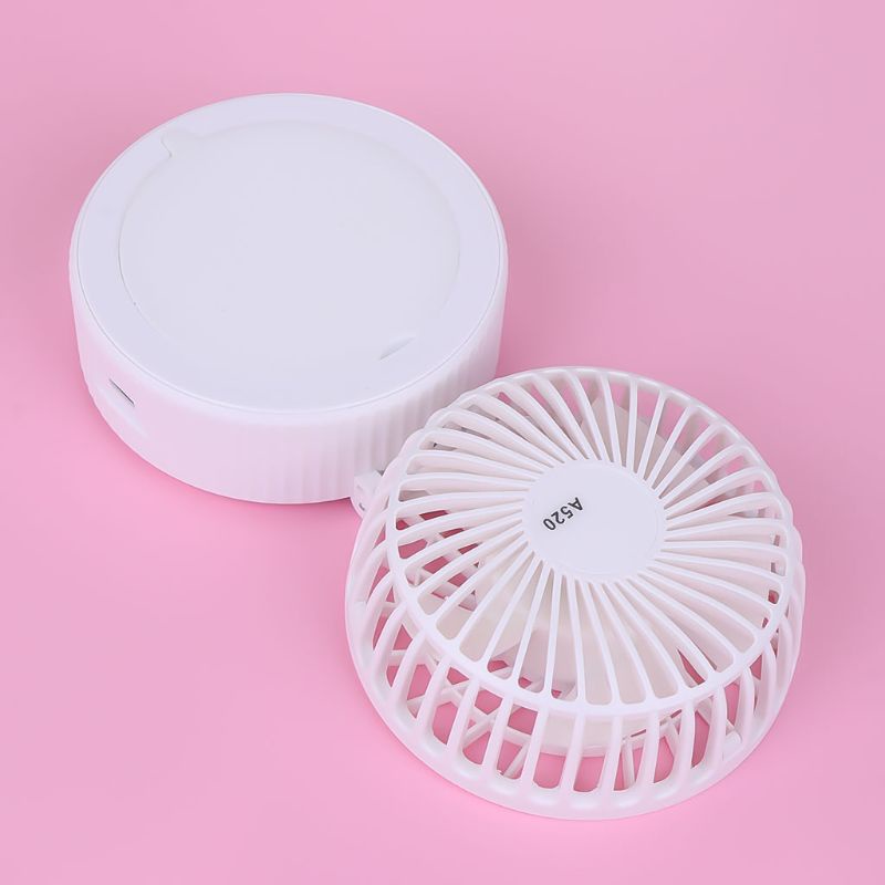 Quạt Mini Cầm Tay Có Thể Sạc Lại Kèm Gương Trang Điểm Tiện Dụng