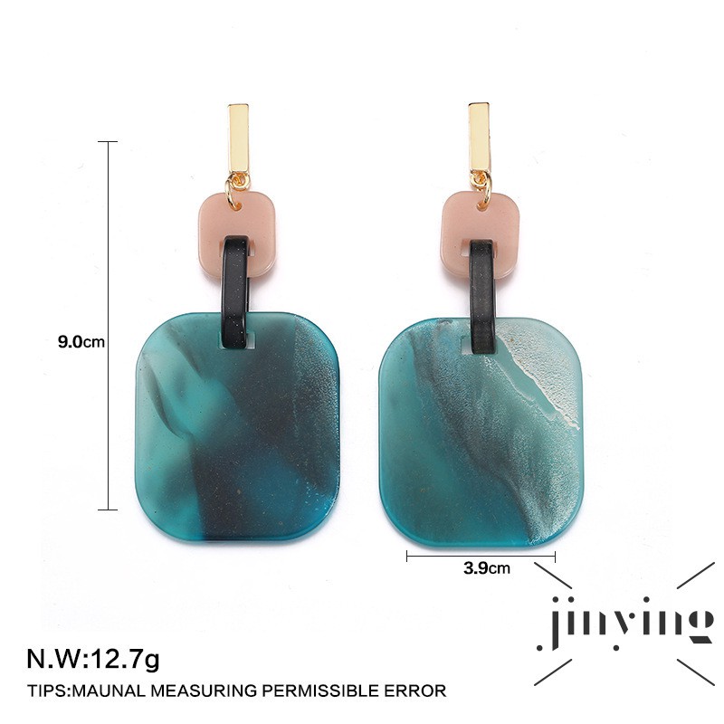 GETNOIVAS Đôi khuyên tai vuông đính hạt nhựa vuông nhiều màu phong cách Hàn Quốc cho nữ