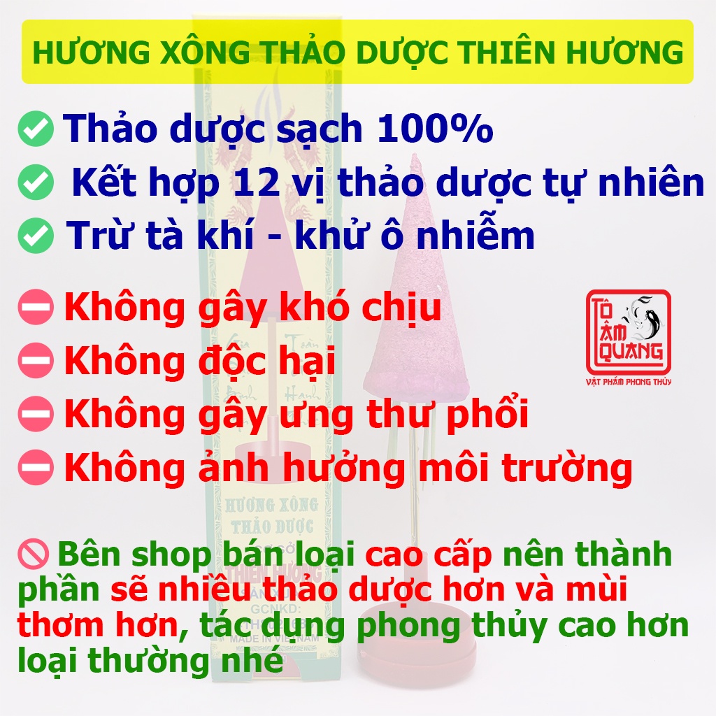 Nhang hương xông nhà phong thủy thảo dược Thiên Hương tẩy uế đem lại tài lộc may mắn- TÔ TÂM QUANG