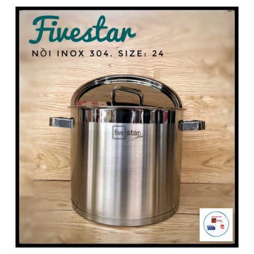 Nồi Inox 304 Quai Đúc 3 Đáy Thân Cao Fivestar đường kính 24cm bảo hàng 5 năm