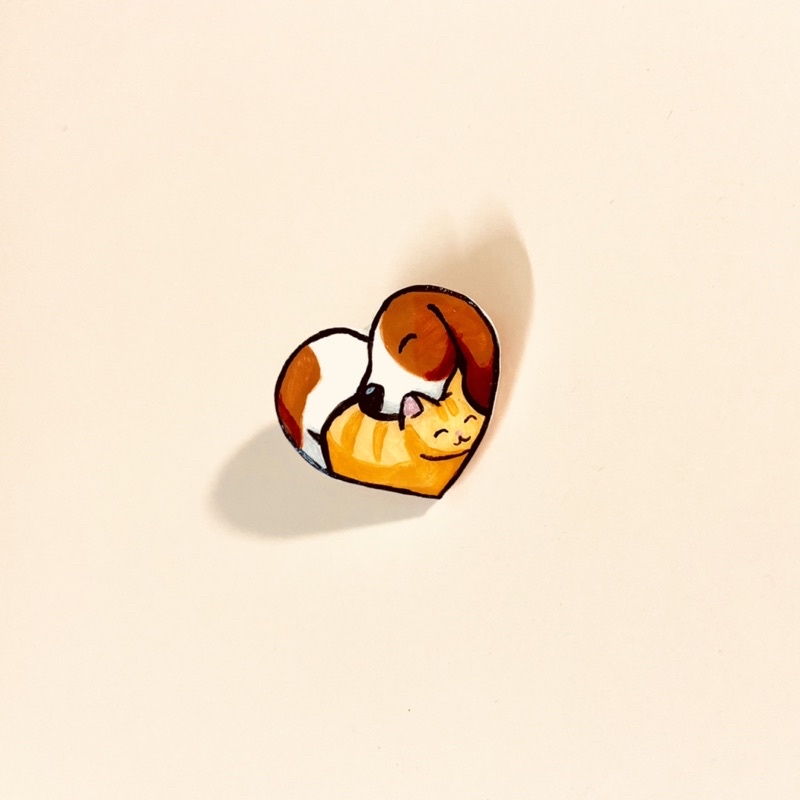 Pin cài/Ghim cài áo đất sét thủ công hoạ tiết hoạt hình cún miu dễ thương phong cách hàn quốc cài áo, balo, mũ
