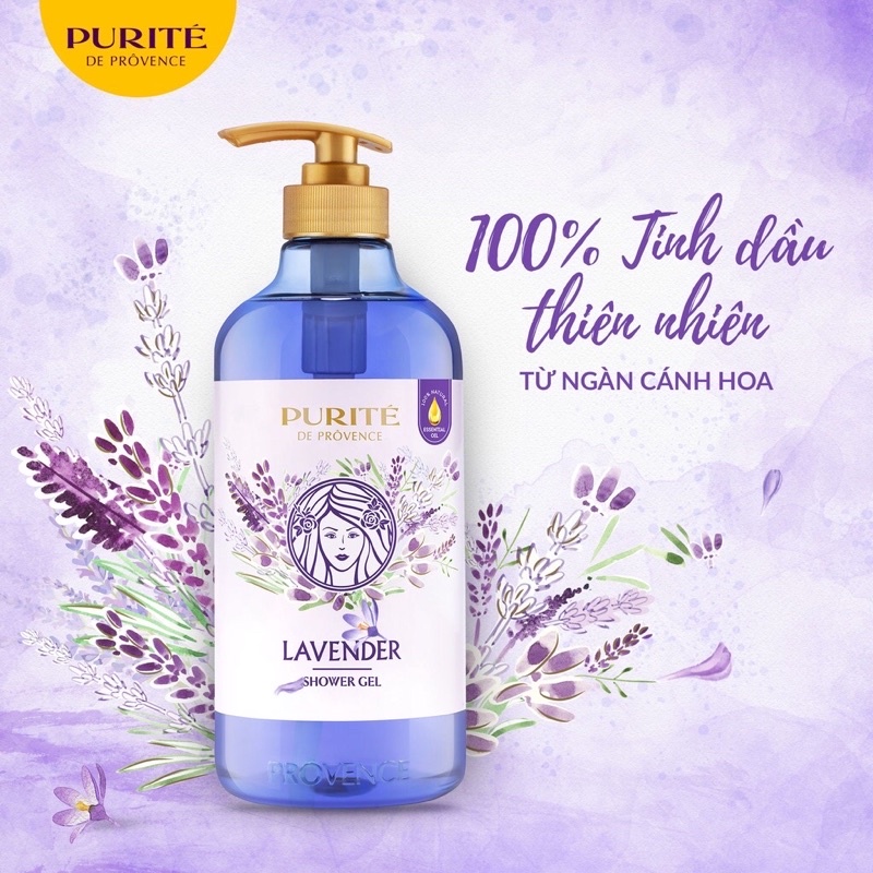 SỮA TẮM PHÁP PURITÉ HOA MẪU ĐƠN PEONY / LAVENDER CHAI 850ML