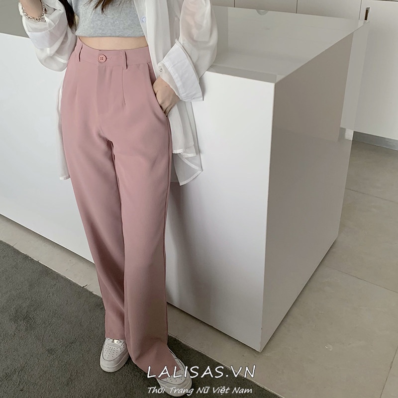 Quần Dài Lưng Cao Ống Suông Thời Trang Hàn Quốc