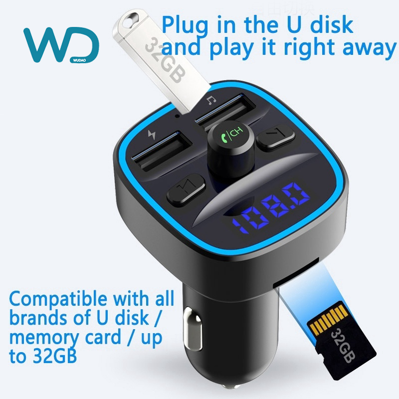 Bộ máy chơi nhạc MP3 tích hợp cổng sạc USB không dây bluetooth 5.0 với khe gắn thẻ TF trên xe hơi