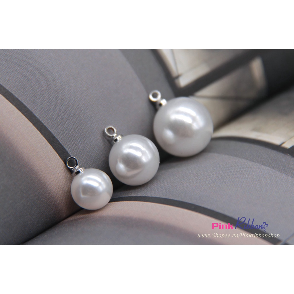 SET 5 HẠT - Hạt trai có tai treo trơn màu vàng và bạc các cỡ