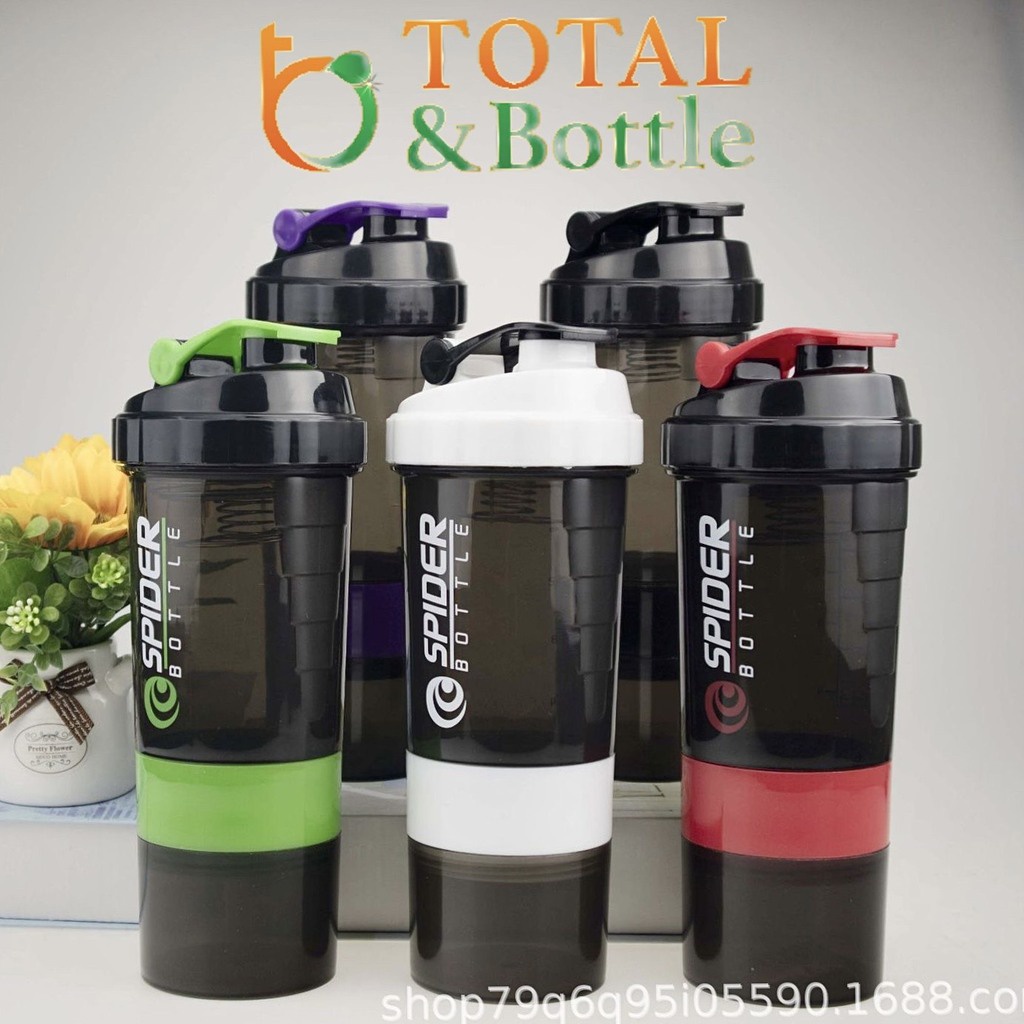 Bình nước thể thao tập gym SPIDER BOTTLE bình lắc Shaker Whey 500ml - Total Bottle