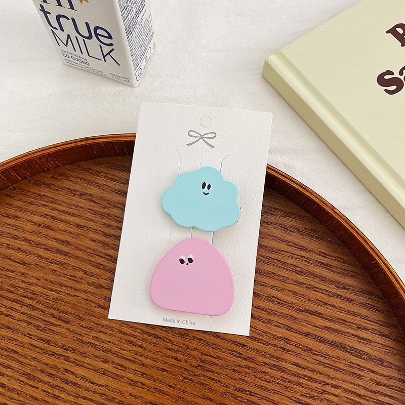 Set 2 kẹp tóc hình mặt cười nhiều màu sắc thời trang cho nữ