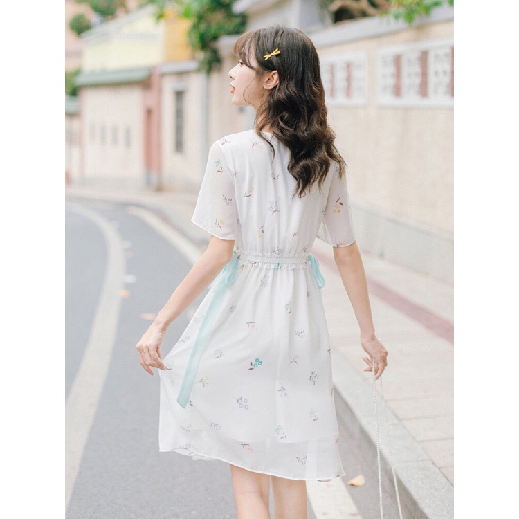 Váy Voan Hoa Ngắn Tay Mùa Hè 💥 Mẫu Mới 2021 💥 Kèm Dây Thắt Eo Nhẹ Nhàng, Ngọt Ngào. | BigBuy360 - bigbuy360.vn
