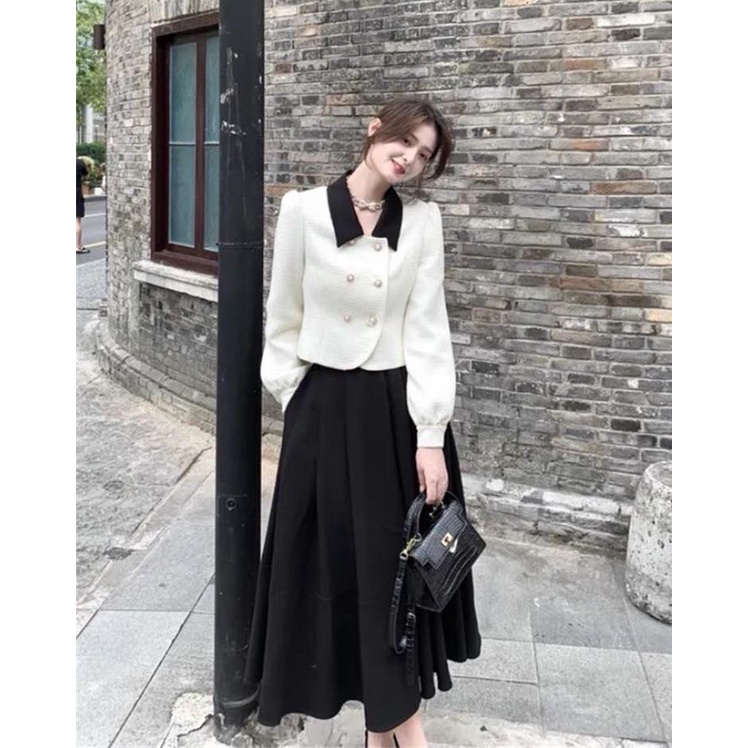 Set công sở áo vest dáng ngắn phối chân váy dáng dài Ami size S M L- YAM MINI STORE