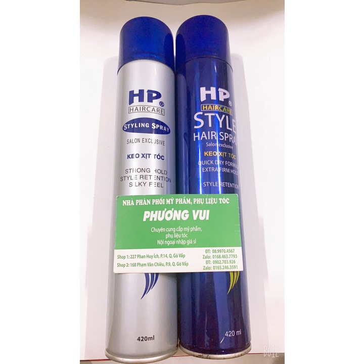 Keo xịt tóc HP 420ML  có 2 loại cứng và mềm-keo tạo kiểu tóc cho nam và  nữ-giữ nếp lâu -không khô tóc dễ tạo kiểu