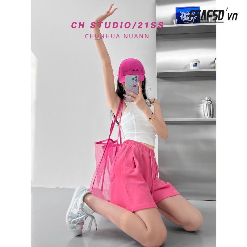 Quần Short Thể Thao Ống Rộng Lưng Thun Co Giãn Phong Cách Đường Phố Thời Trang Xuân Hè Cho Nữ