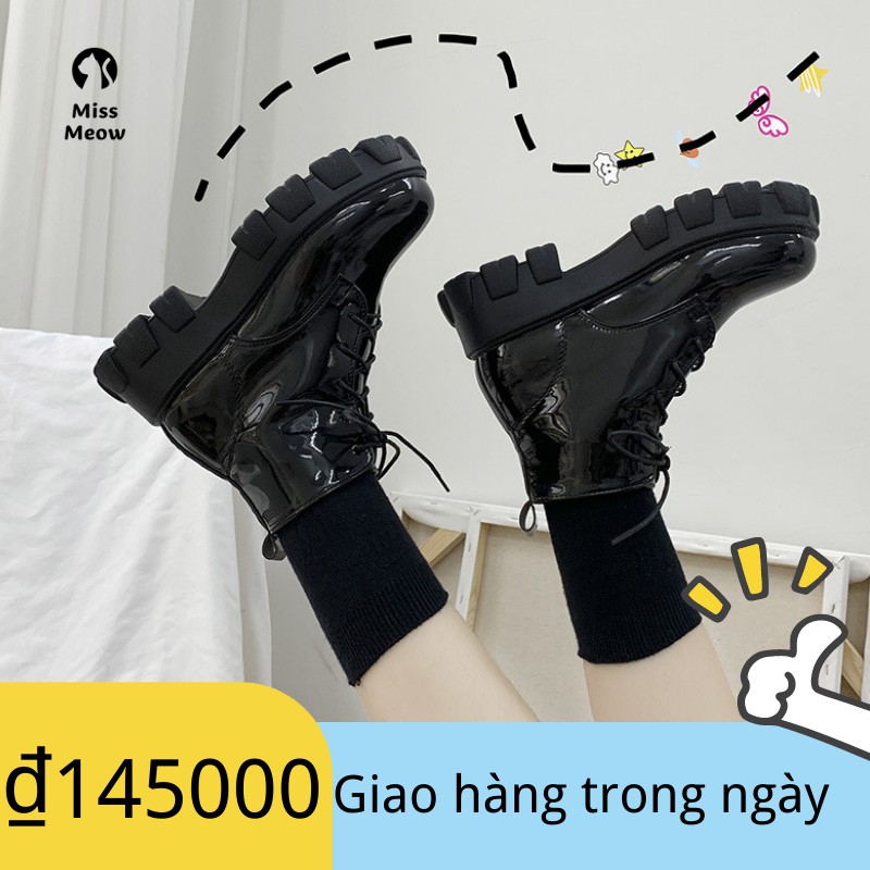 Miss Meow Giày Bốt Martin Gót Vuông Dày Phong Cách Hàn Quốc Cho Nữ | BigBuy360 - bigbuy360.vn