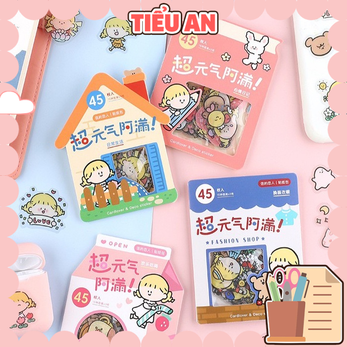 Bộ Sticker / Hình dán Họa Tiết Em Bé Dễ Thương (45 Hình)