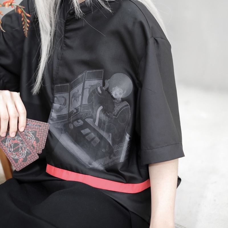 Áo sơ mi nam nữ thiết kế tay ngắn  cổ trụ,sọc ,dáng suông thanh lịch CENTRAL COAST LADY SHIRT-ZUNE.ZX