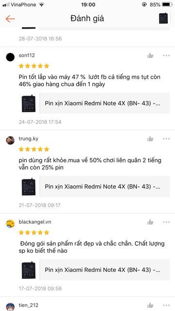 Pin xịn Xiaomi Redmi Note 4X (BN43) - Bảo hành 6 tháng