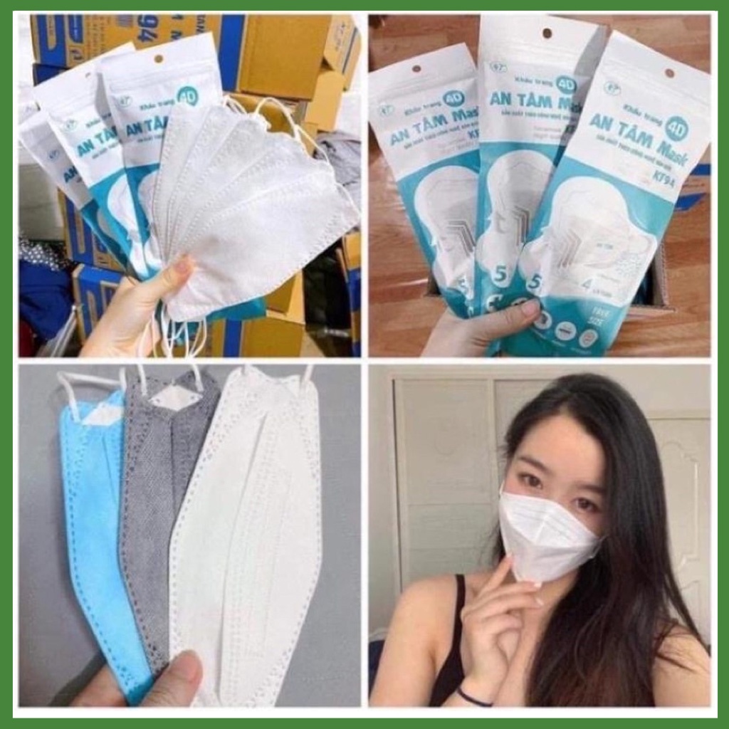 Khẩu trang y tế 4D mask model KF94 4 lớp Kháng Khuẩn An toàn chống dịch Thời Trang ( Gói 5 chiếc ) - AN TÂM