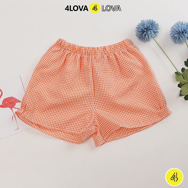 Quần short đùi bé gái 4LOVA mặc nhà đi chơi dáng lửng xinh xắn thô cotton thoáng mát