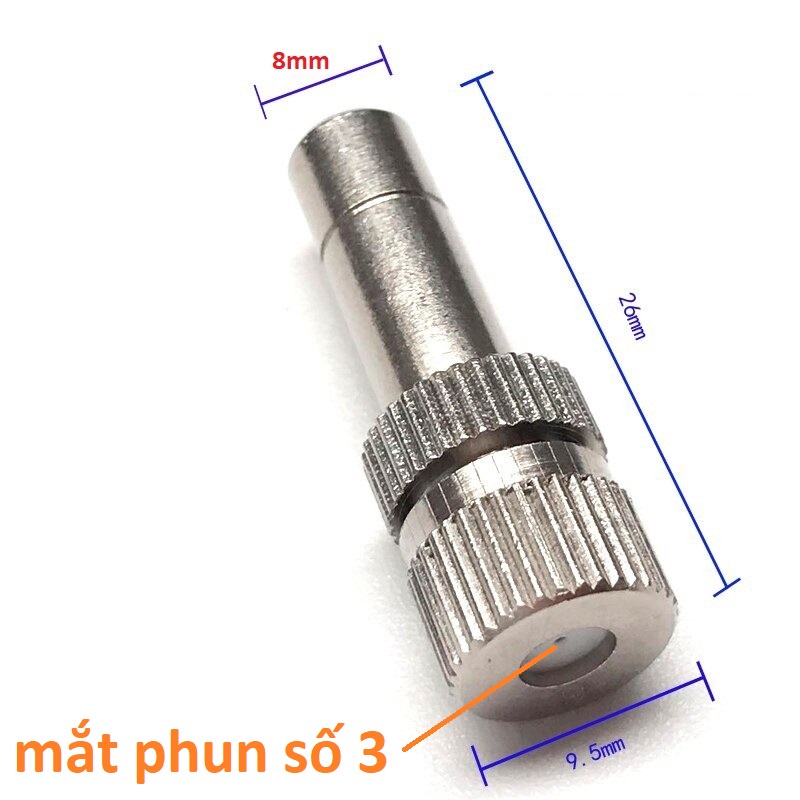Béc phun sương inox số 2-3-5-6-7-8 tưới lan/rau/ hoa ( mắt phun inox)