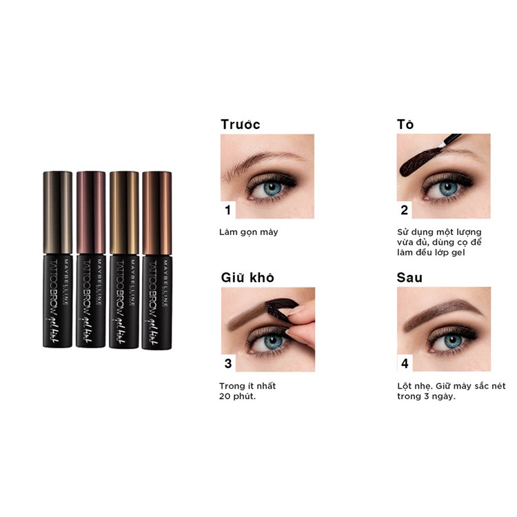 Gel Xăm Chân Mày Tạm Thời Màu Nâu Maybelline Tattoo Brow Gel Tint 5ml | BigBuy360 - bigbuy360.vn