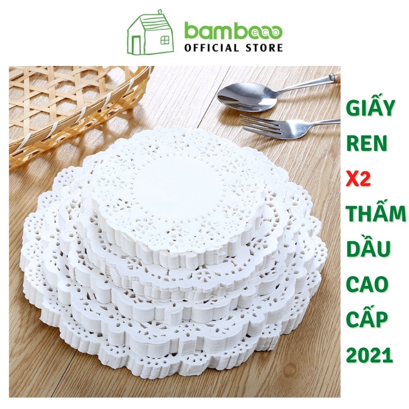 Giấy lót bánh thấm dầu cao cấp set 140 tờ BAMBOOO ECO giấy ren lót bánh