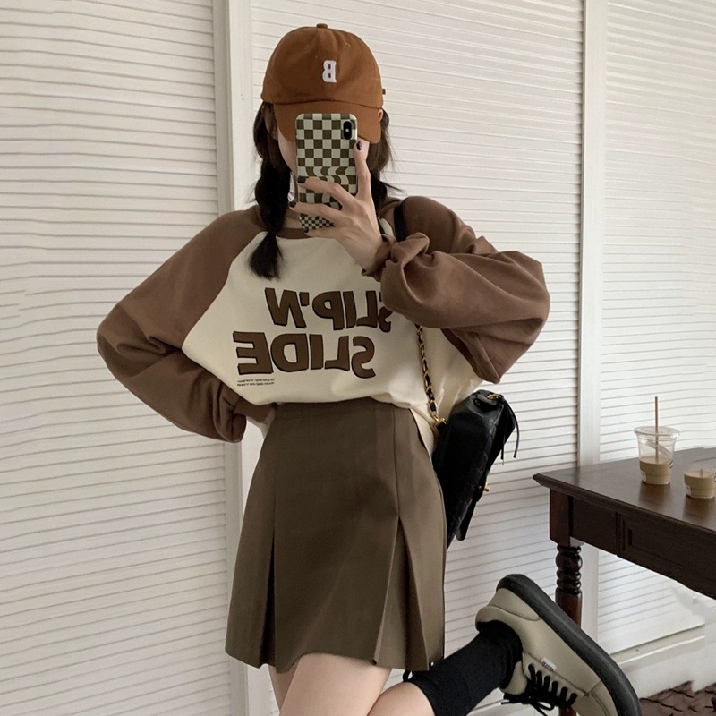 Chân Váy chữ A Ngắn Nâu Phong Cách Hàn Quốc Cá Tính CV05