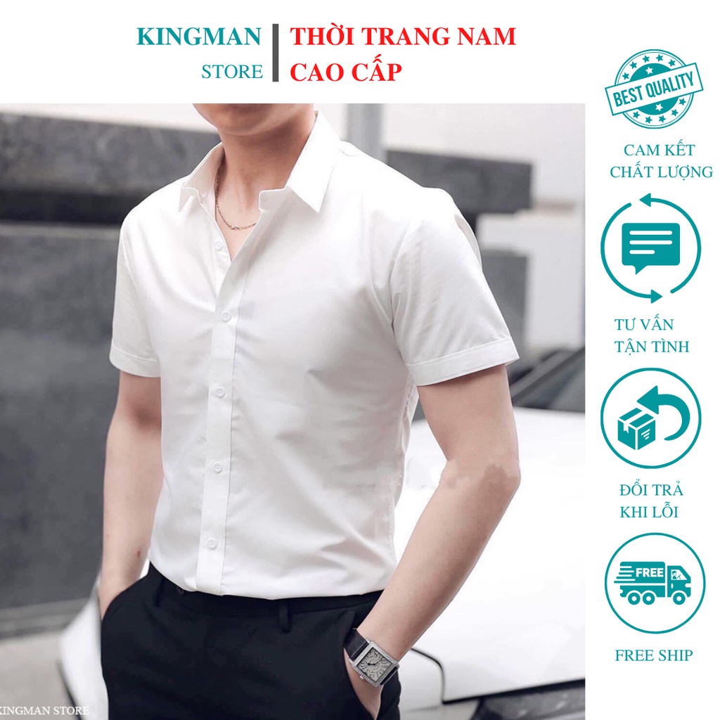 Áo Sơ Mi Nam Ngắn Tay Hàn Quốc, Áo sơ Mi Cộc Tay Nam Hàng Cao Cấp Có Độ Co Dãn Nhẹ Thoáng Khí Thấm Hút Mồ Hôi