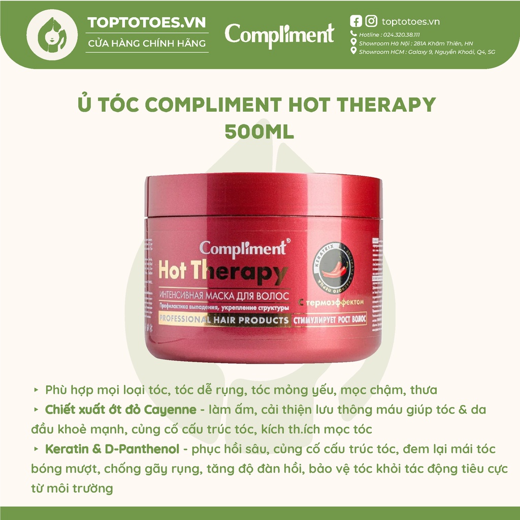 Ủ tóc Compliment Therapy phục hồi, dưỡng tóc chắc khỏe, bóng mượt, bồng bềnh, kích mọc tóc 500ml