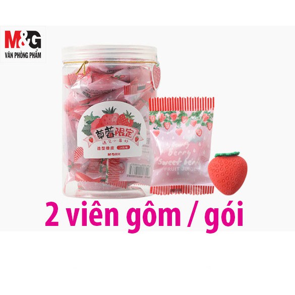 1 gói 2 viên gôm  M&amp;G AXP963W2 - gôm hình trái dâu xinh xắn