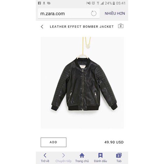 ÁO DA ZARA BOYS HÀNG XUẤT