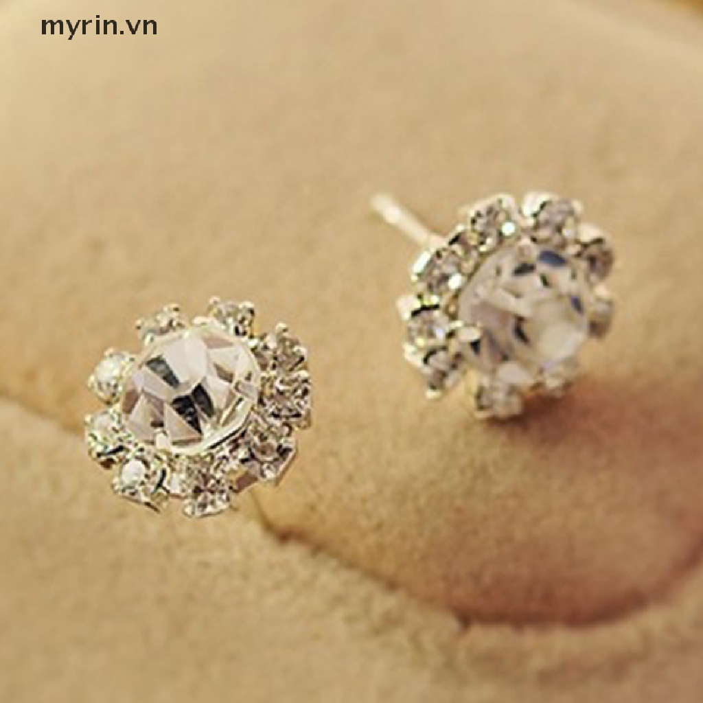 Cặp Bông Tai Hình Cầu Đính Đá Thời Trang Nữ