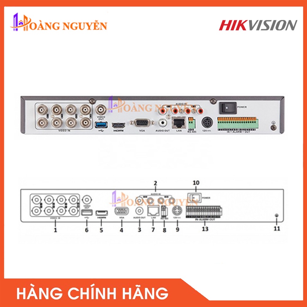 [NHÀ PHÂN PHỐI] Đầu ghi Camera HD-TVI 8 kênh Hikvision DS-7208HUHI-K1