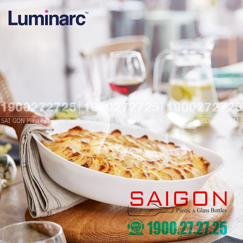 Khay Nướng Thủy Tinh Luminarc Smart Cuisine Oval | Tùy Chọn Kích Thước,Thủy Tinh Trắng Sữa Chịu nhiệt Cao Cấp