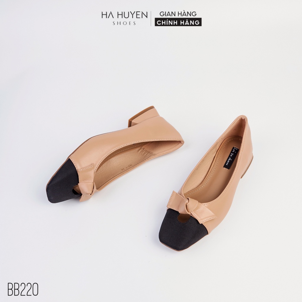 Giày búp bê nữ Hà Huyền Shoes mũi captoe thắt nơ xinh xắn - BB220